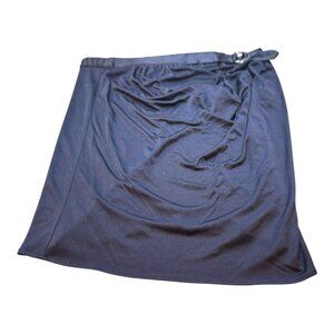 Foley Brand Vintage 100% Silk Black Mini Skirt Silver Buckle Detail Small